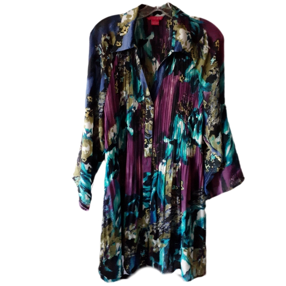 Sheer Crinkle Button Down Tunic - image 1